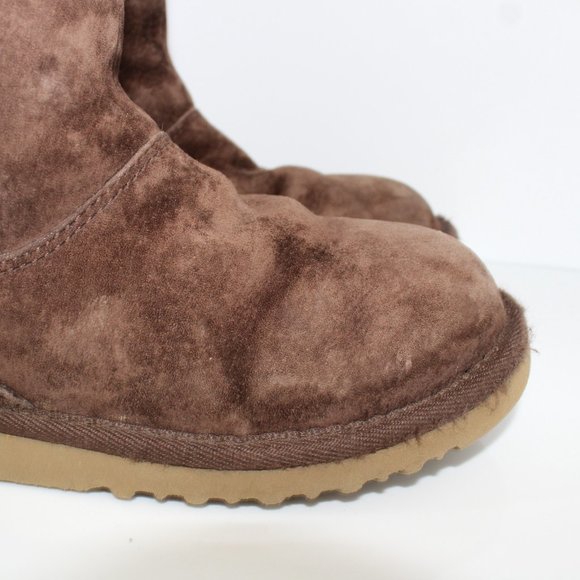 UGG Boots Big Kids Tall Brown Hayden Sheepskin Lining Rainbow Zipper ~5~ 5654 - Picture 4 of 15